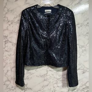 St. Emile Blue Sequin Short Cropped Jacket Size 6